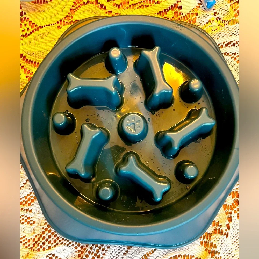 Teal Slow Feeder Dog Bowl